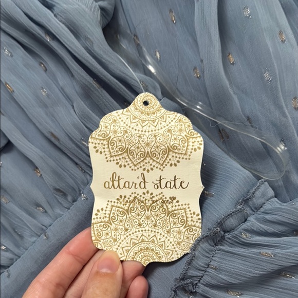 Altar'd State Blue Ruched Ruffled Maxi Dress - Picture 3 of 5